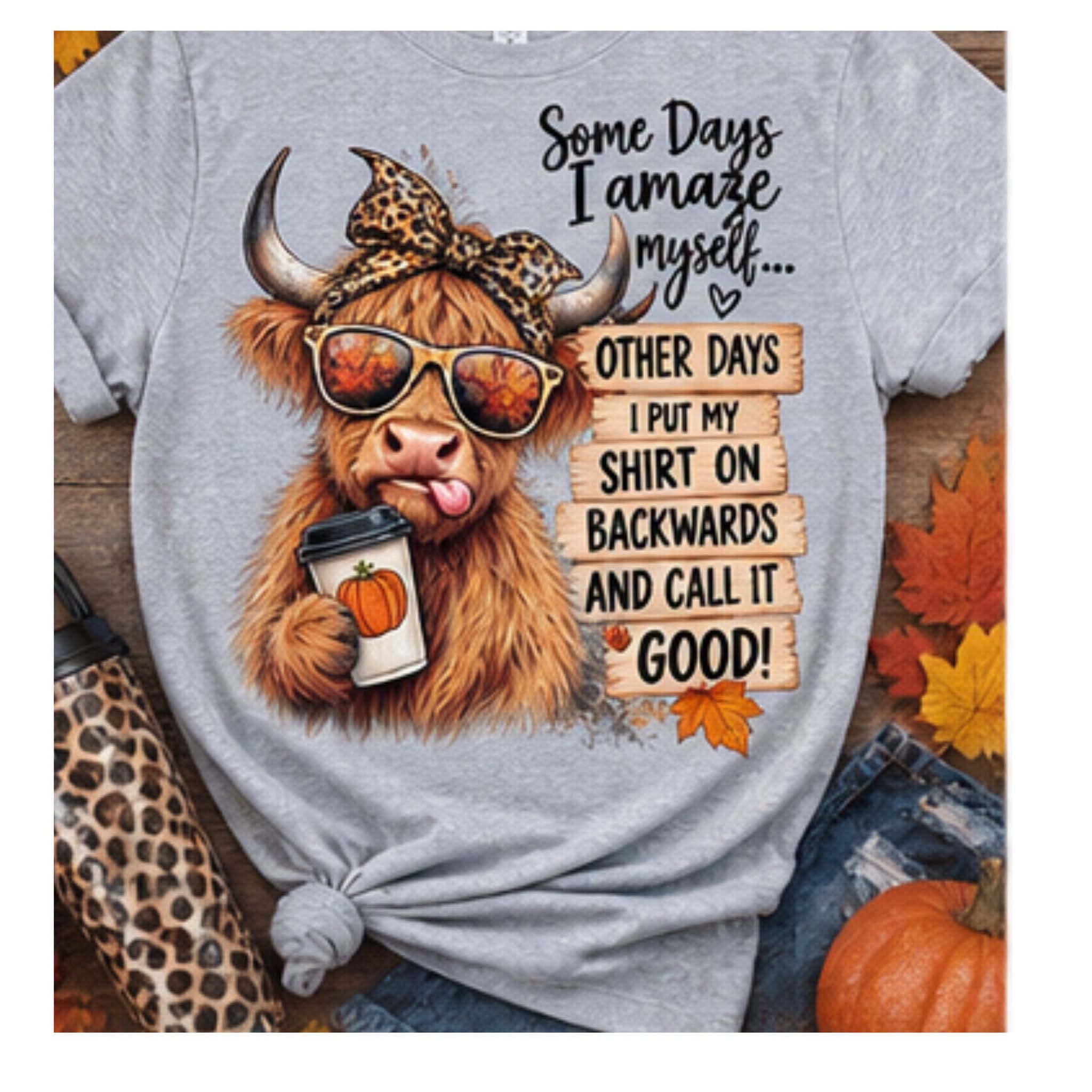 Some Days I Amaze Myself Highland Cow T-Shirt