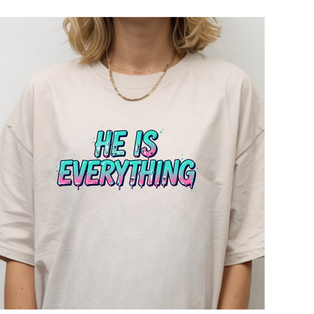 He Is Everything Crystal Cross T-Shirt