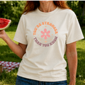 You're Stronger Than You Know cream t-shirt with retro floral design
