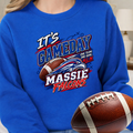 Massie Falcons It's Gameday royal blue crewneck sweatshirt with falcon mascot and football graphic