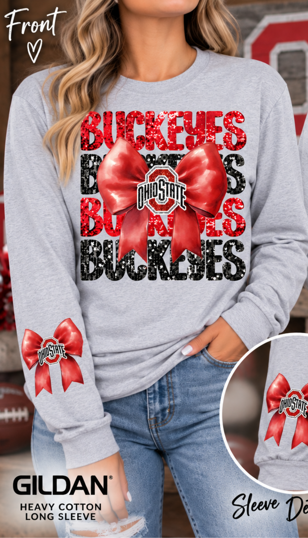 Ohio State Buckeyes Bow Long Sleeve Sweatshirt