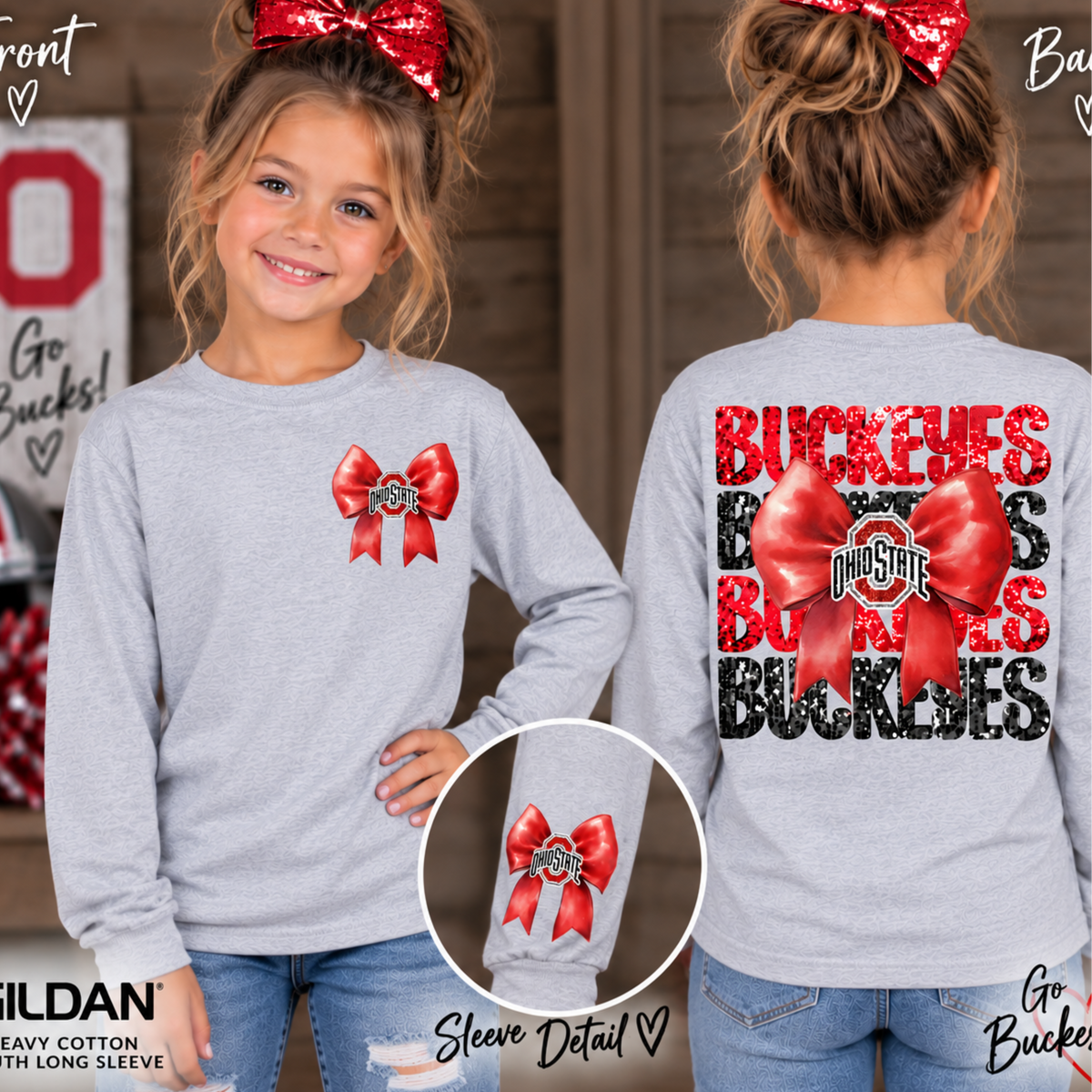 Ohio State Buckeyes Bow Youth Long Sleeve Sweatshirt