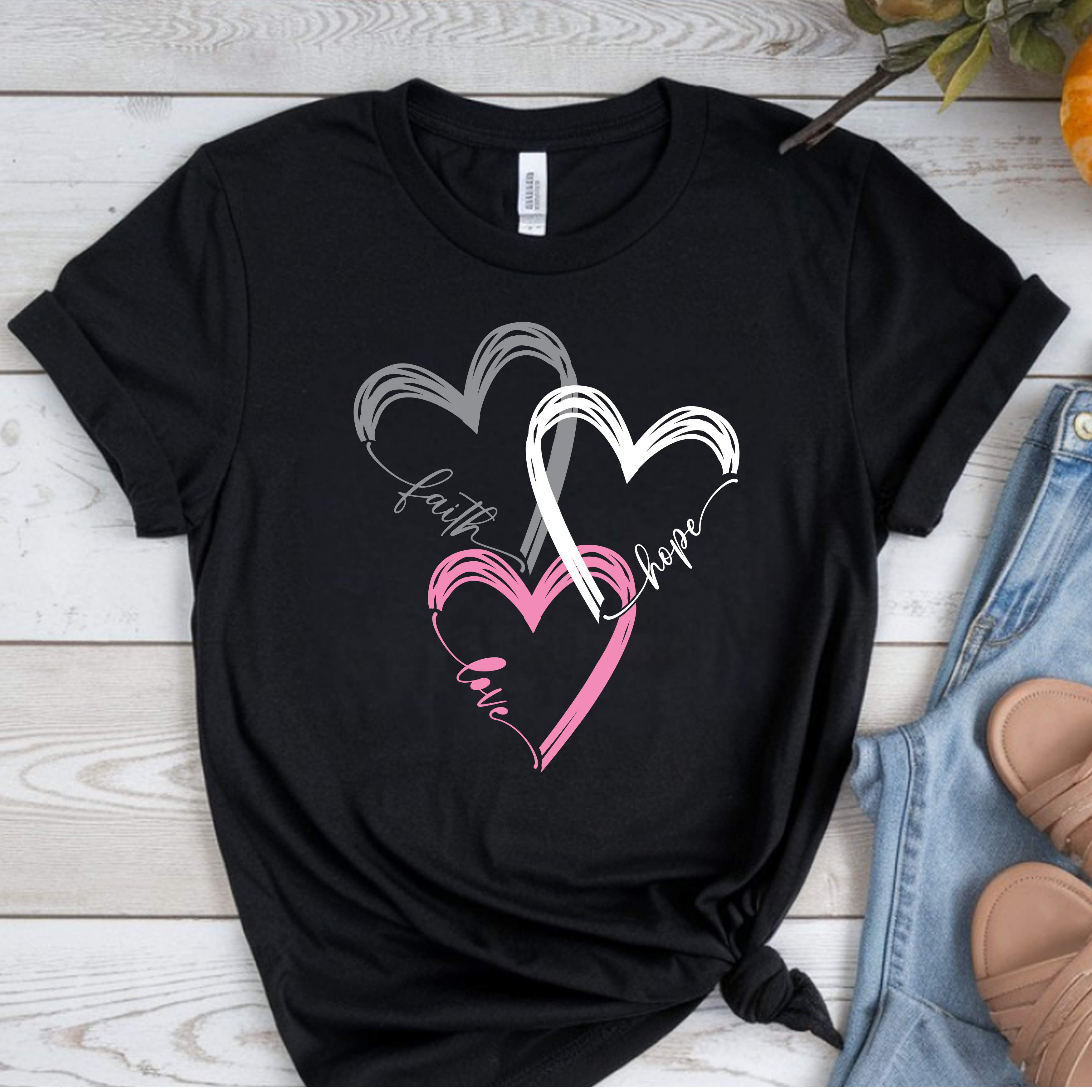 Faith Hope Love Hearts T-Shirt