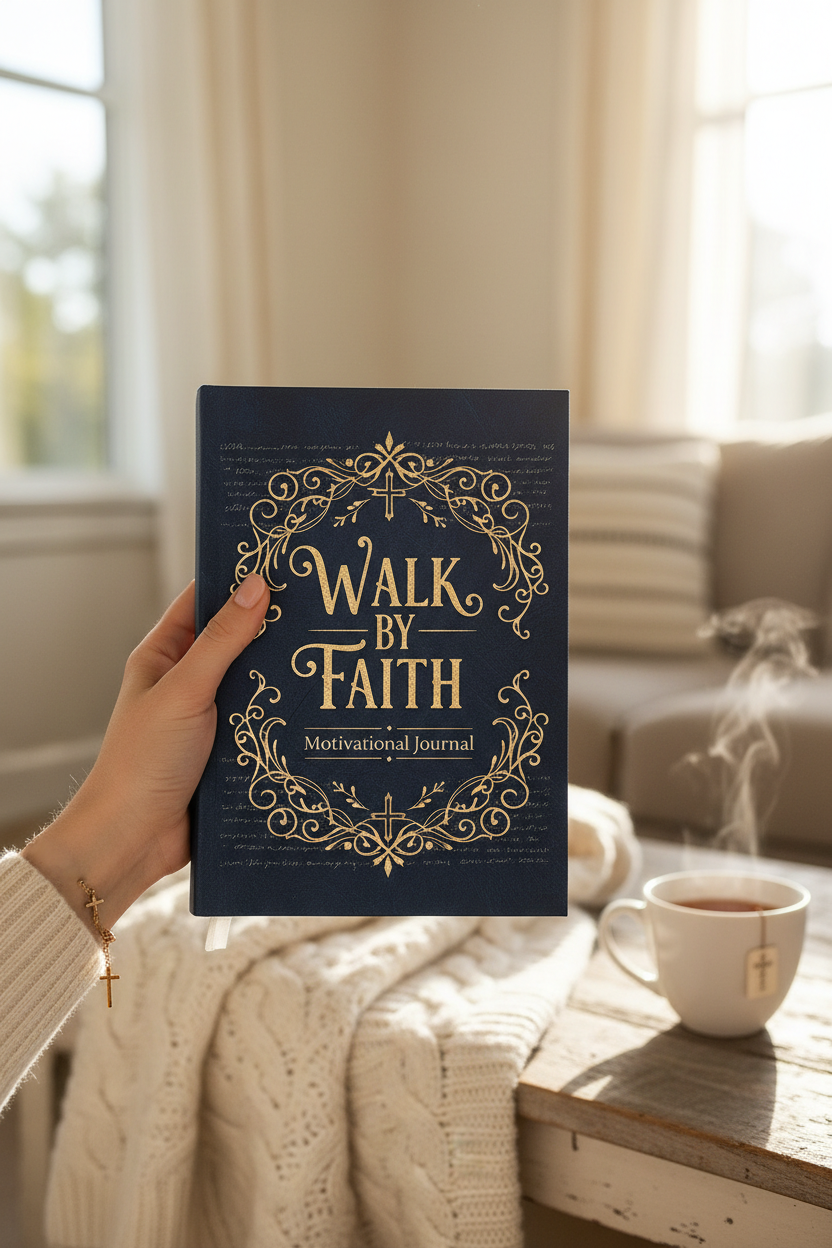 Hand holding Walk by Faith Journal